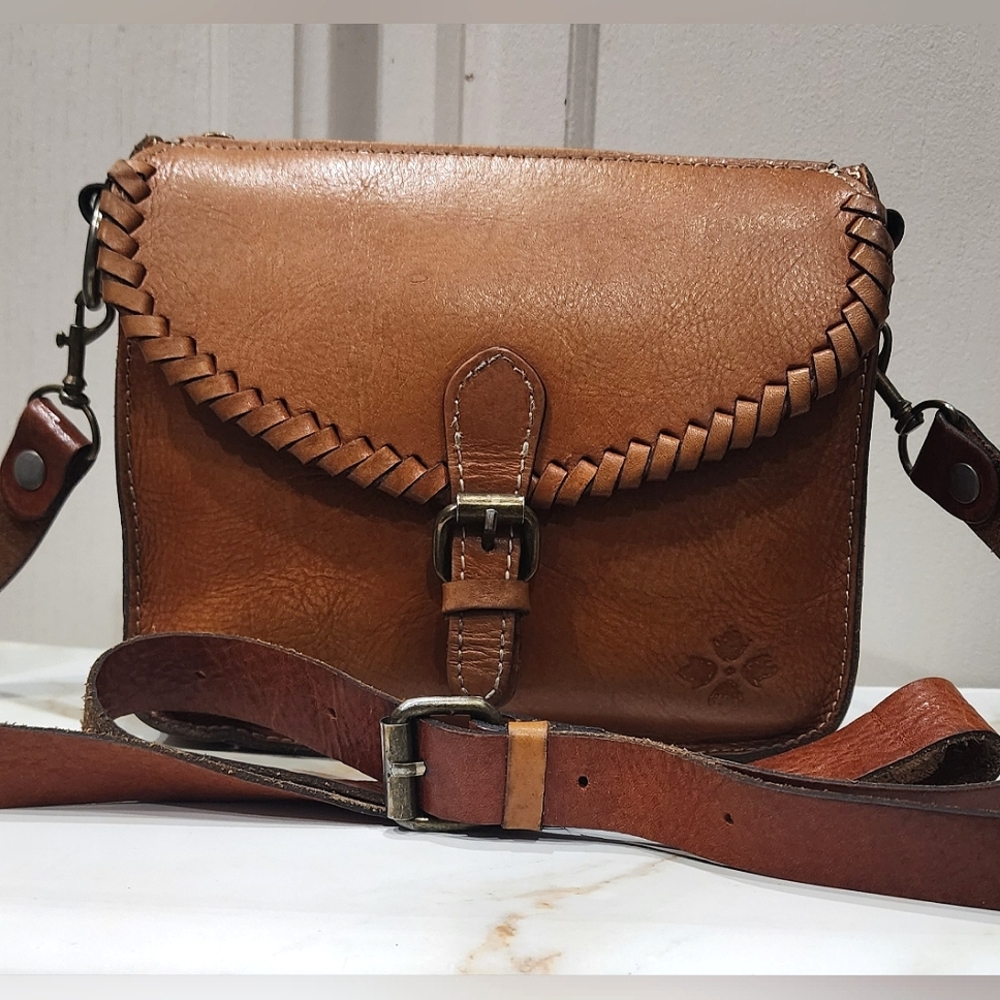 Patricia Nash Brown Leather Crossbody Bag with Braided Detail
